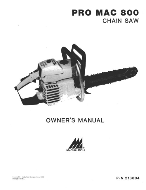 Mcculloch eager beaver 2014 chainsaw manual